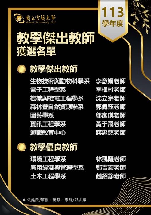 【 賀 】沈立宗老師榮獲113學年度教學傑出教師圖片