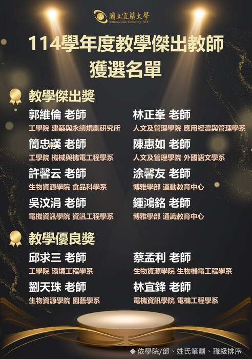 【 賀 】簡忠漢老師榮獲114學年度教學傑出教師圖片